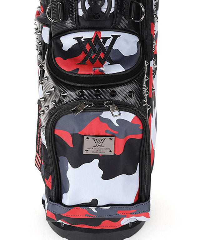 ANEW Golf Pattern Stand Bag in vibrant red color, showcasing its stylish design and lightweight features.