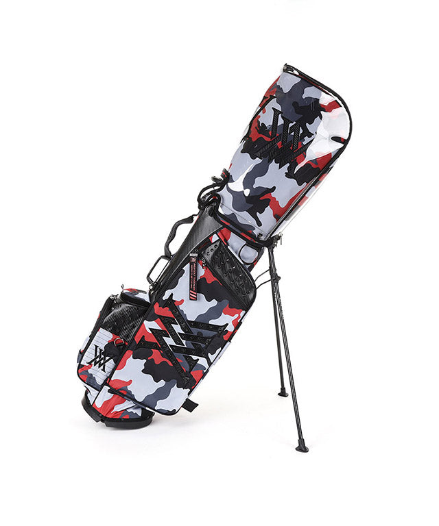 ANEW Golf Pattern Stand Bag in vibrant red color, showcasing its stylish design and lightweight features.