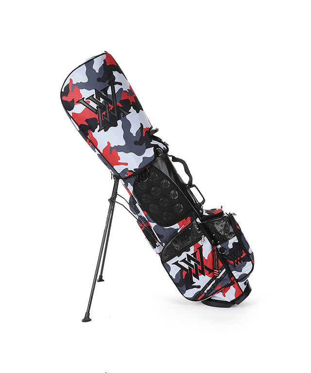 ANEW Golf Pattern Stand Bag in vibrant red color, showcasing its stylish design and lightweight features.