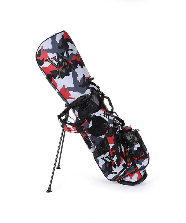 ANEW Golf Pattern Stand Bag in vibrant red color, showcasing its stylish design and lightweight features.