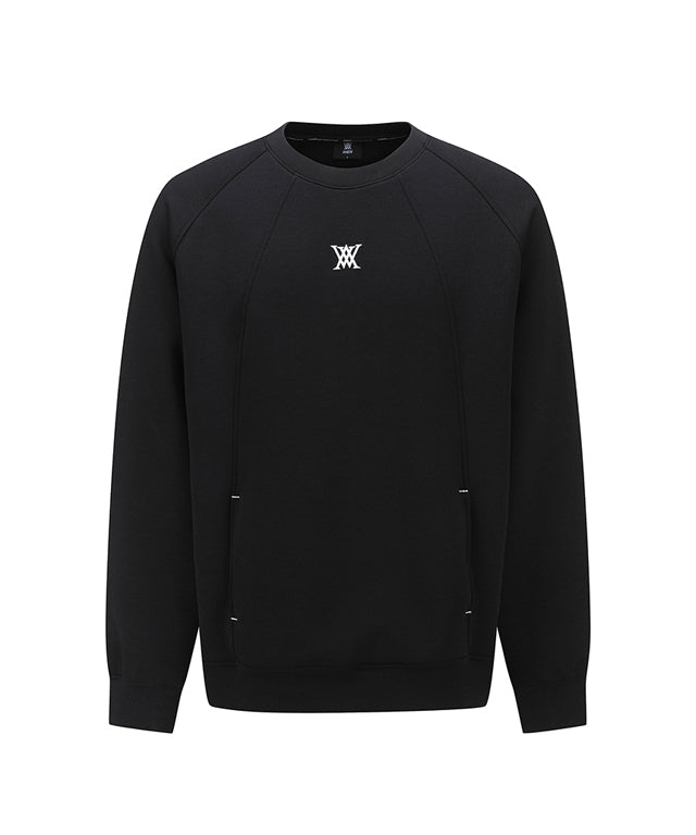 ANEW Golf Uni Incision Point MTM sweatshirt featuring logo embroidery and hidden kangaroo pocket, designed for comfort and style.