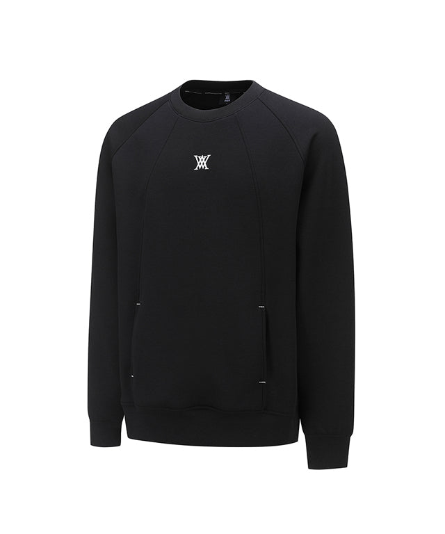 ANEW Golf Uni Incision Point MTM sweatshirt featuring logo embroidery and hidden kangaroo pocket, designed for comfort and style.