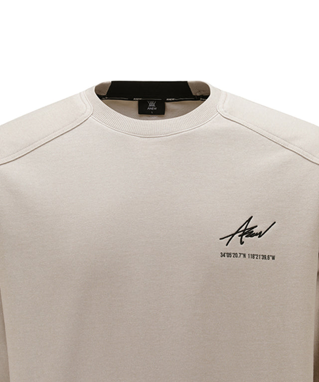 ANEW Golf Uni Pigment MTM T-shirt featuring natural pigment dyeing, loose fit, and embroidered logo.