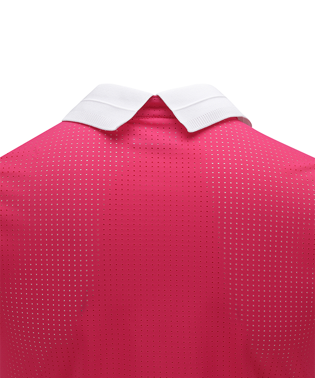 ANEW Golf Women's Hot Pink T-Shirt featuring a ventilation collar, perfect for golf and casual wear.