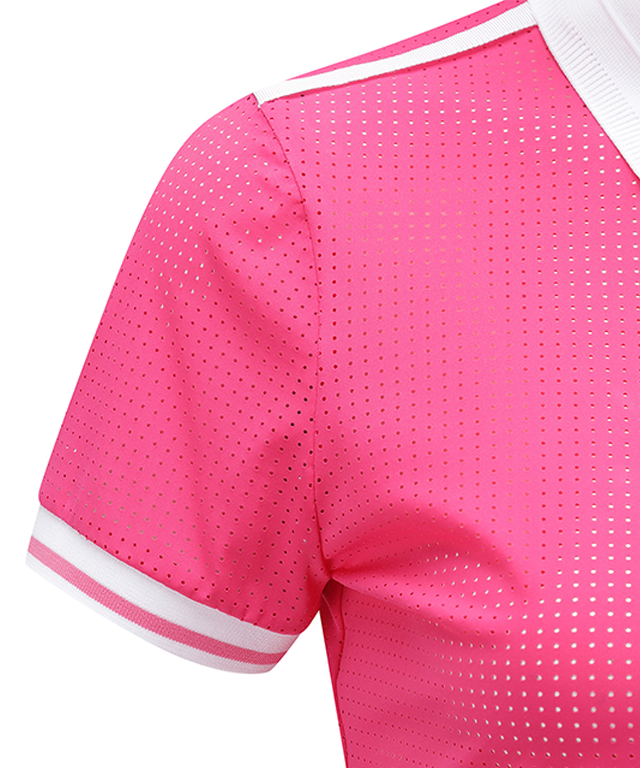 ANEW Golf Women's Hot Pink T-Shirt featuring a ventilation collar, perfect for golf and casual wear.