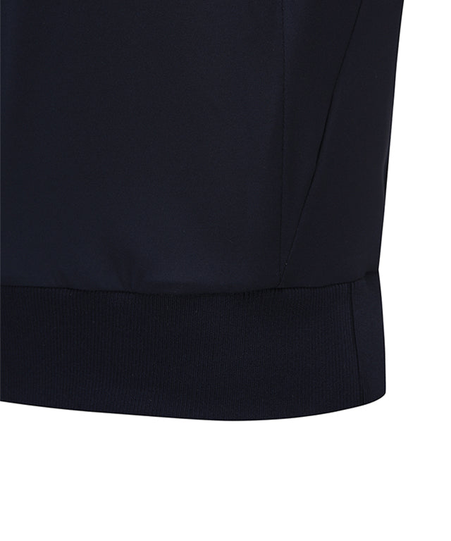 Navy short sleeve crop t-shirt for women with bead details and adjustable sleeves, showcasing a relaxed fit and stylish design.