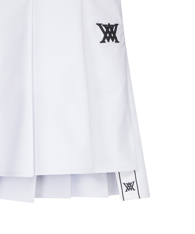 ANEW Women's Buckle Decoration Pleats Skirt in White, featuring stylish pleats and buckle details, perfect for golf and casual wear.