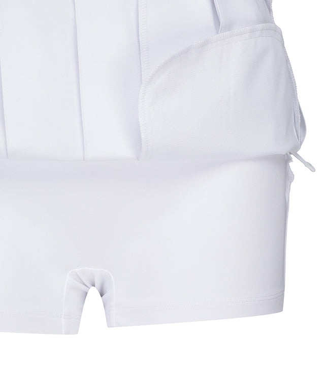 ANEW Women's Buckle Decoration Pleats Skirt in White, featuring stylish pleats and buckle details, perfect for golf and casual wear.