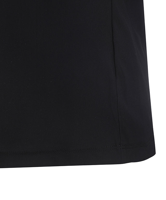 ANEW Golf Women Front Logo Point Sleeveless T-shirt in Black, featuring a high neck and point collar design.