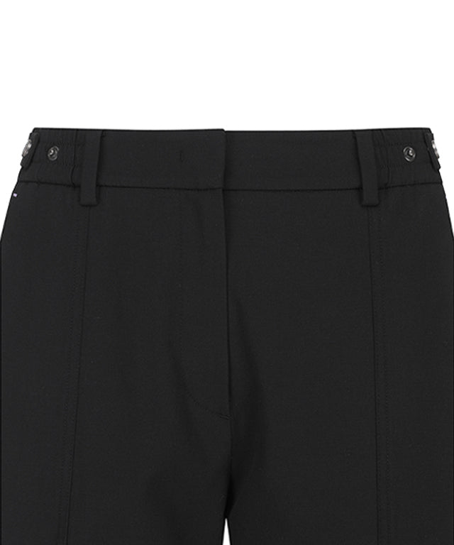 Women Incision Pocket Jogger Long Pants in black with unique incision pocket design and adjustable waistband.