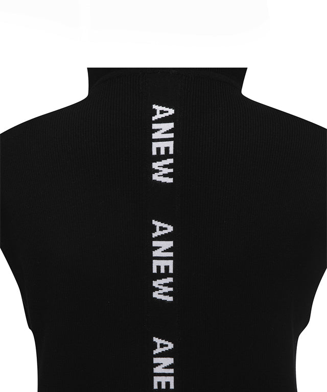 ANEW Golf Women Logo Point Hoodie Vest in Black, featuring a soft knit design and stylish hood.