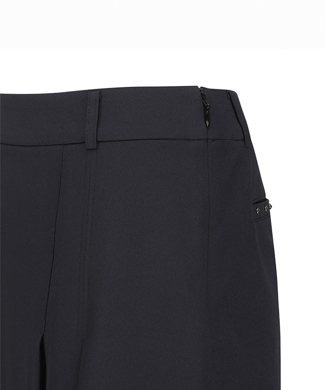 ANEW Golf Women's A-Line Skirt in black with out pocket and unique design, showcasing pleats and Anew logo.