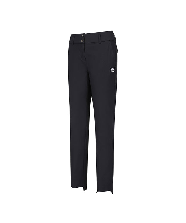 Women Waist Banding Long Pants in Black, featuring a semi-high waist and wide internal band for comfort and support.