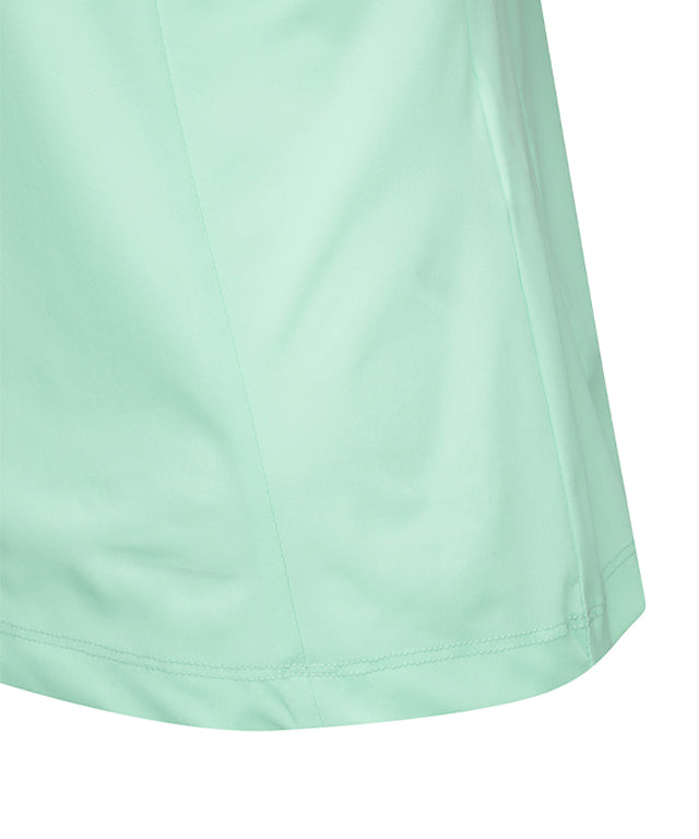 Light green ANEW Women's Mash Block Point Short Sleeve Long T-Shirt with stylish collar and mesh design.