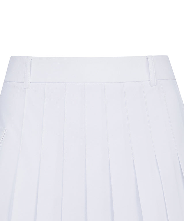 ANEW Women's Mini Pocket Point Pleated Skirt in White, featuring pleats and an outer pocket for convenience.