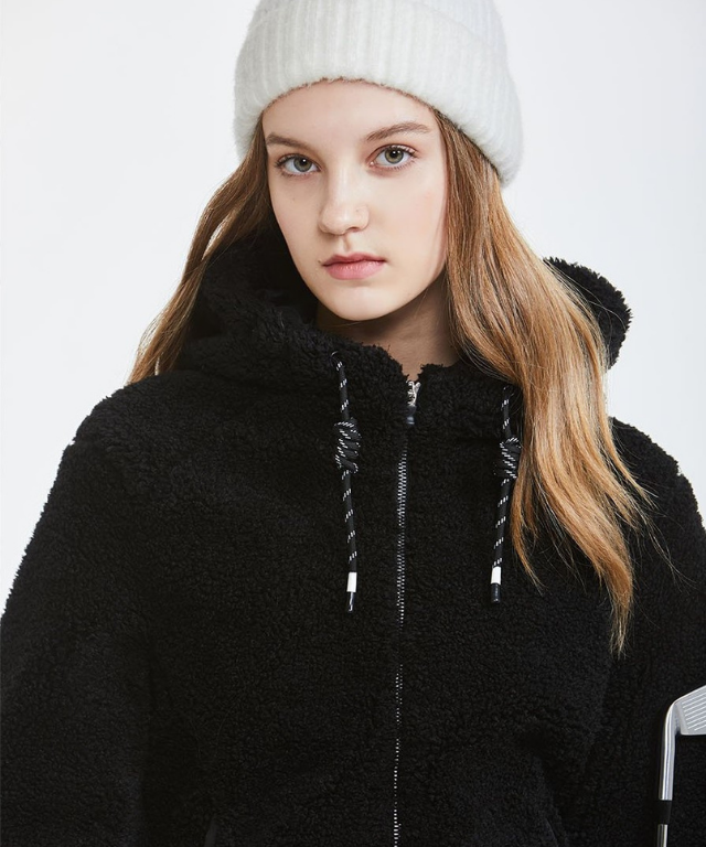 Angelica Dumble Hoodie Windproof Jacket in soft fleece with stylish design and VOVO embroidery.