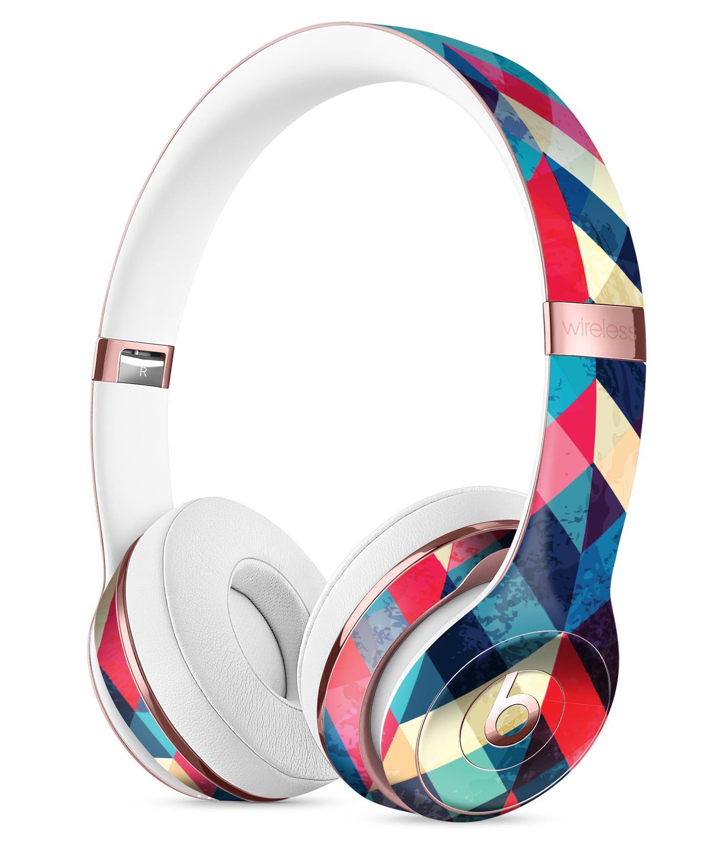 Angled Colored Pattern Full-Body Skin Kit for Beats by Dre Solo 3, showcasing vibrant colors and precise cut for a perfect fit.