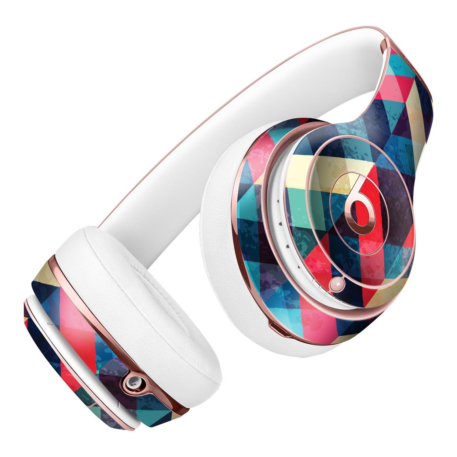 Angled Colored Pattern Full-Body Skin Kit for Beats by Dre Solo 3, showcasing vibrant colors and precise cut for a perfect fit.