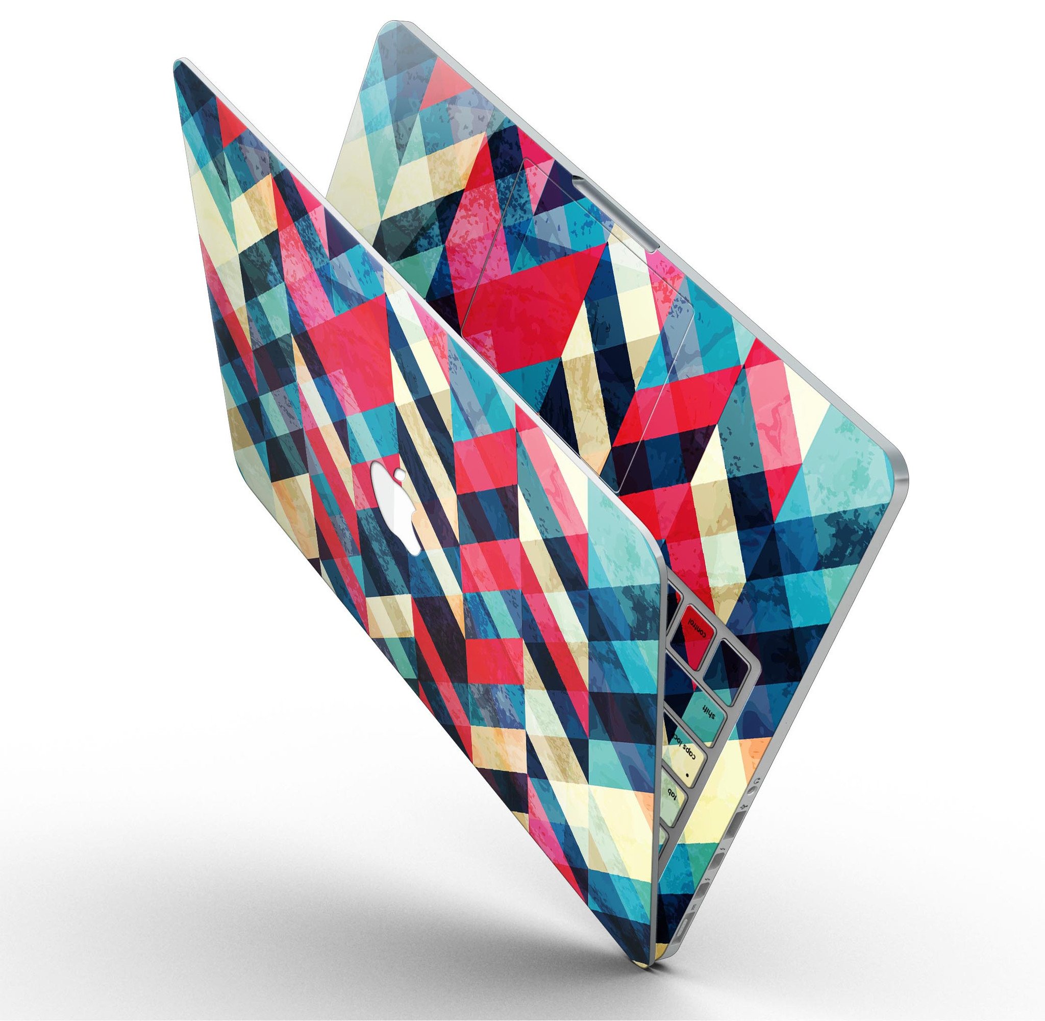 Angled Colored Pattern skin for MacBook Pro with Retina Display, showcasing vibrant colors and sleek design.