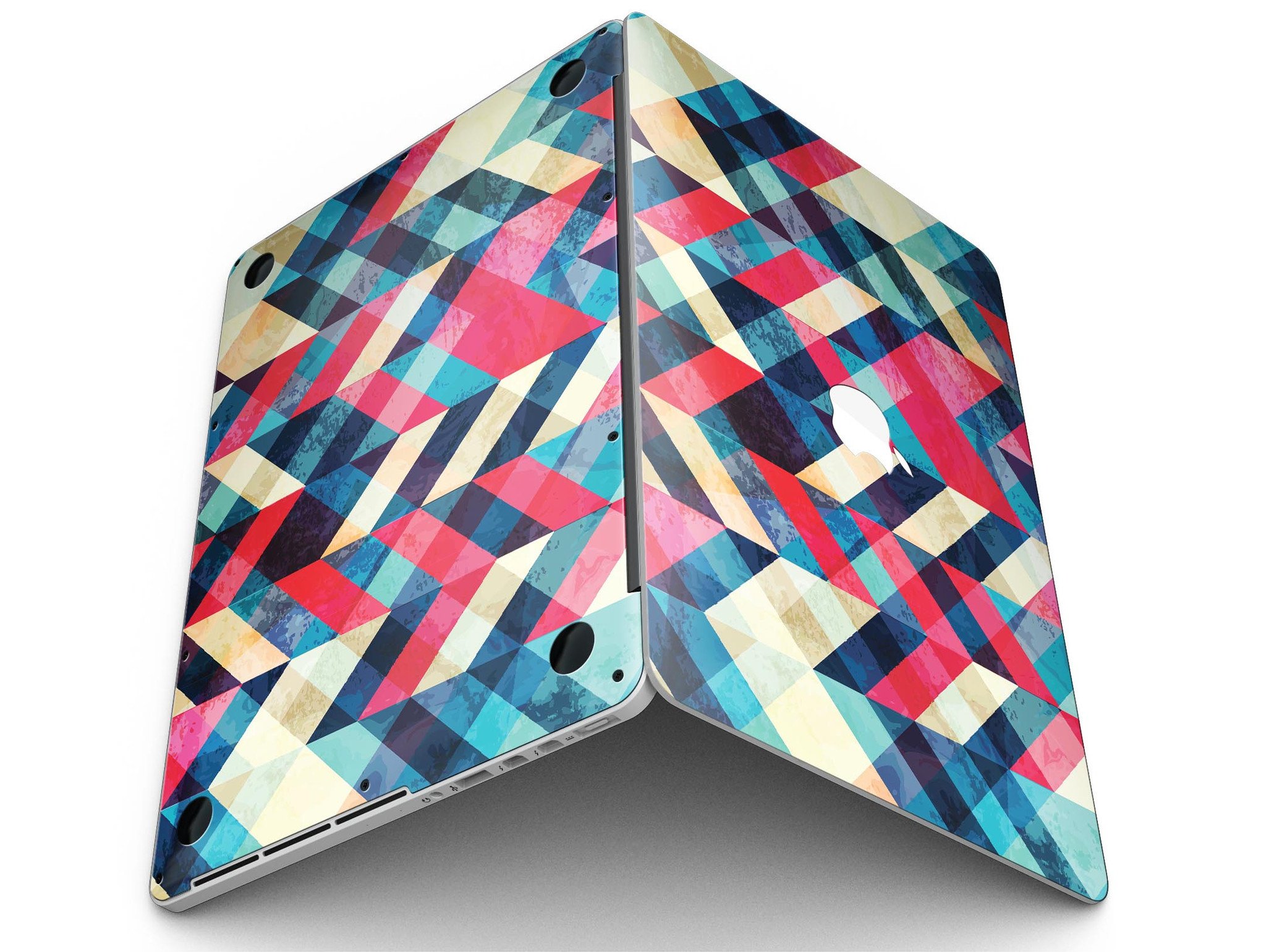 Angled Colored Pattern skin for MacBook Pro with Retina Display, showcasing vibrant colors and sleek design.