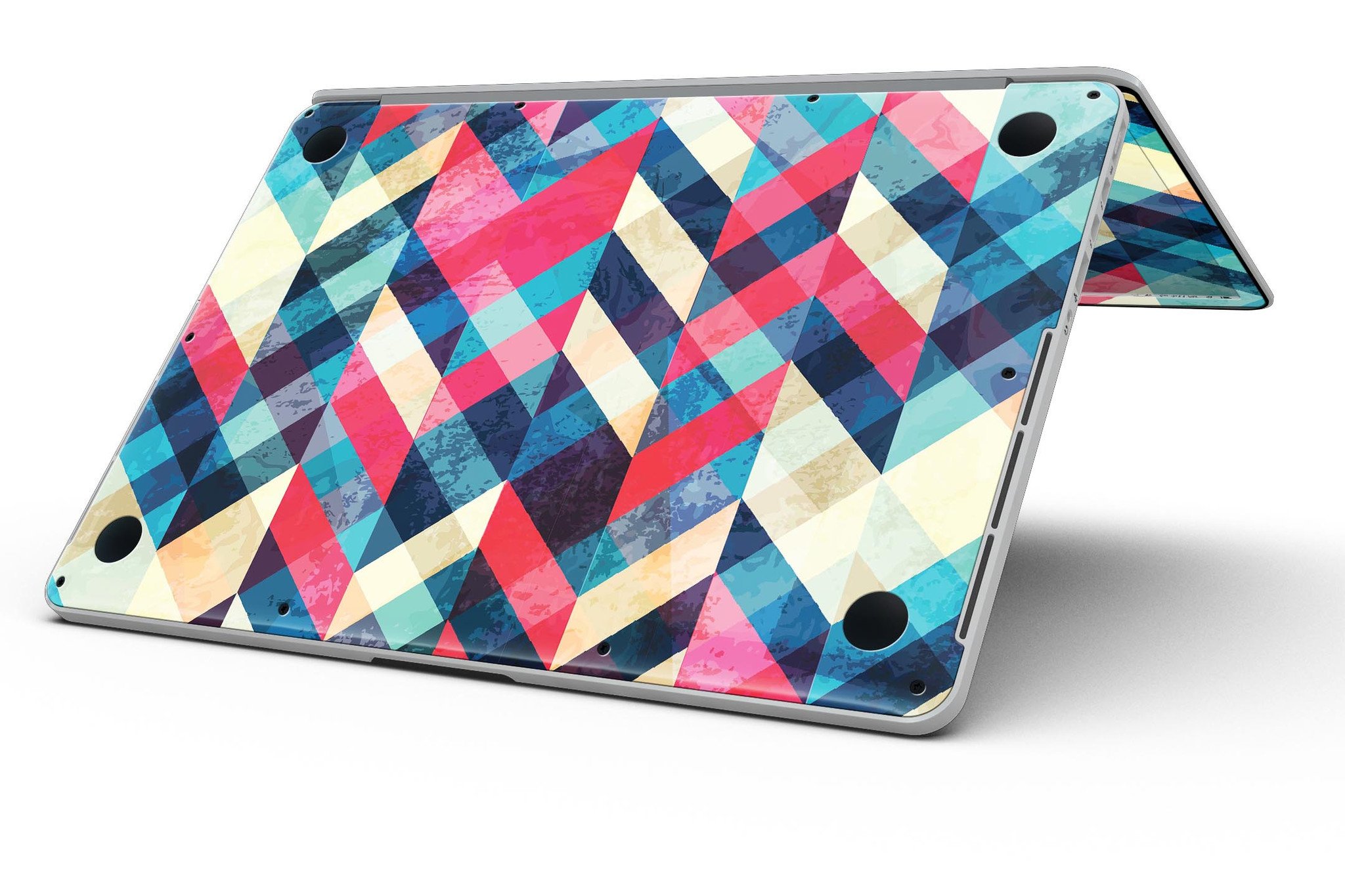 Angled Colored Pattern skin for MacBook Pro with Retina Display, showcasing vibrant colors and sleek design.