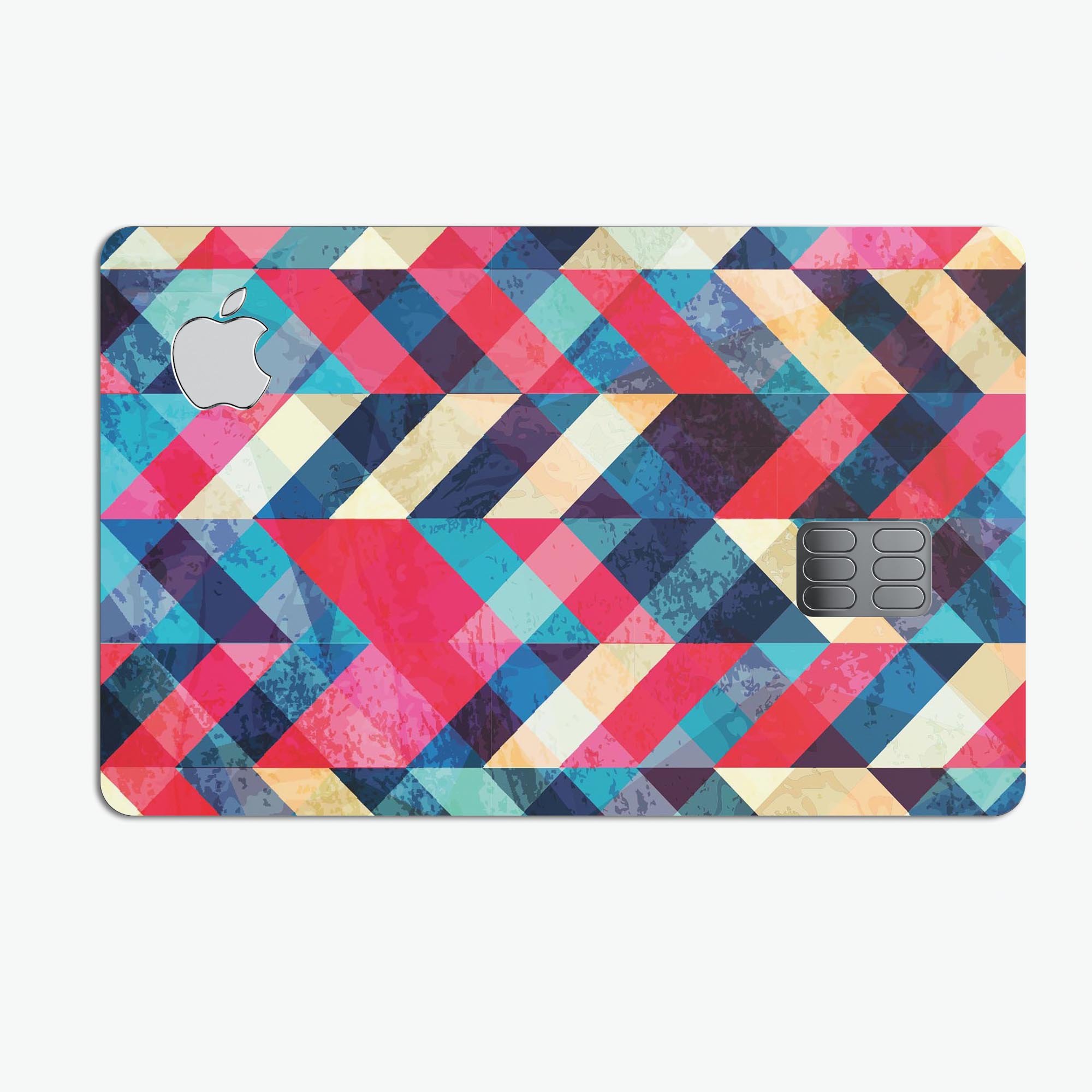 Angled Colored Pattern decal skin for Apple Card, showcasing vibrant colors and a sleek design for protection.