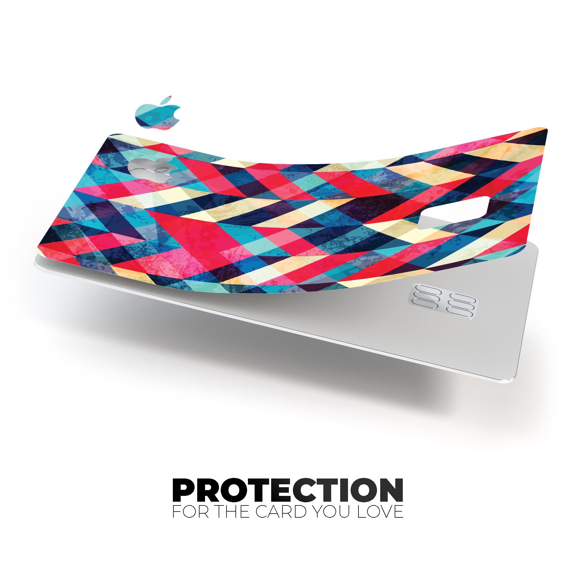 Angled Colored Pattern decal skin for Apple Card, showcasing vibrant colors and a sleek design for protection.