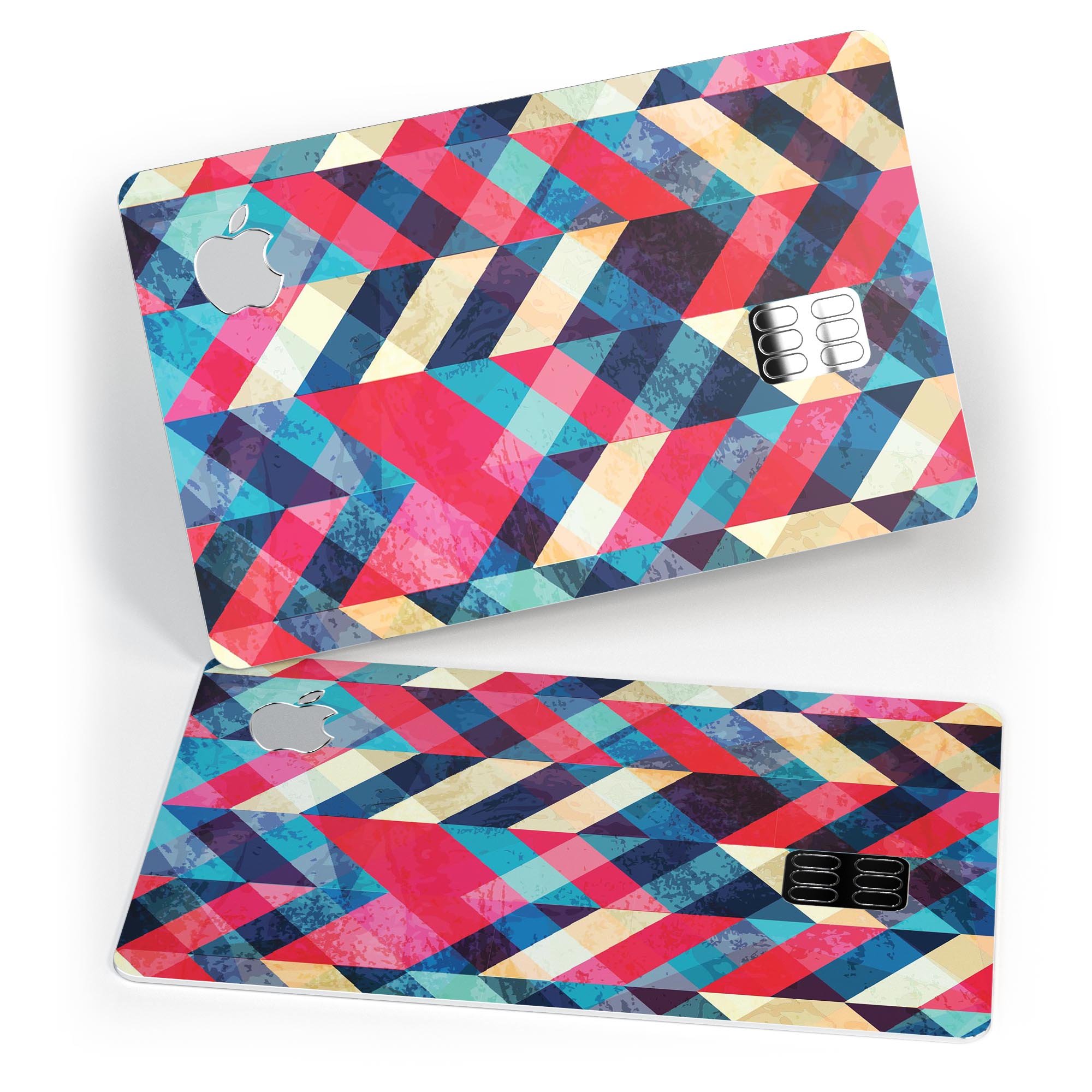 Angled Colored Pattern decal skin for Apple Card, showcasing vibrant colors and a sleek design for protection.