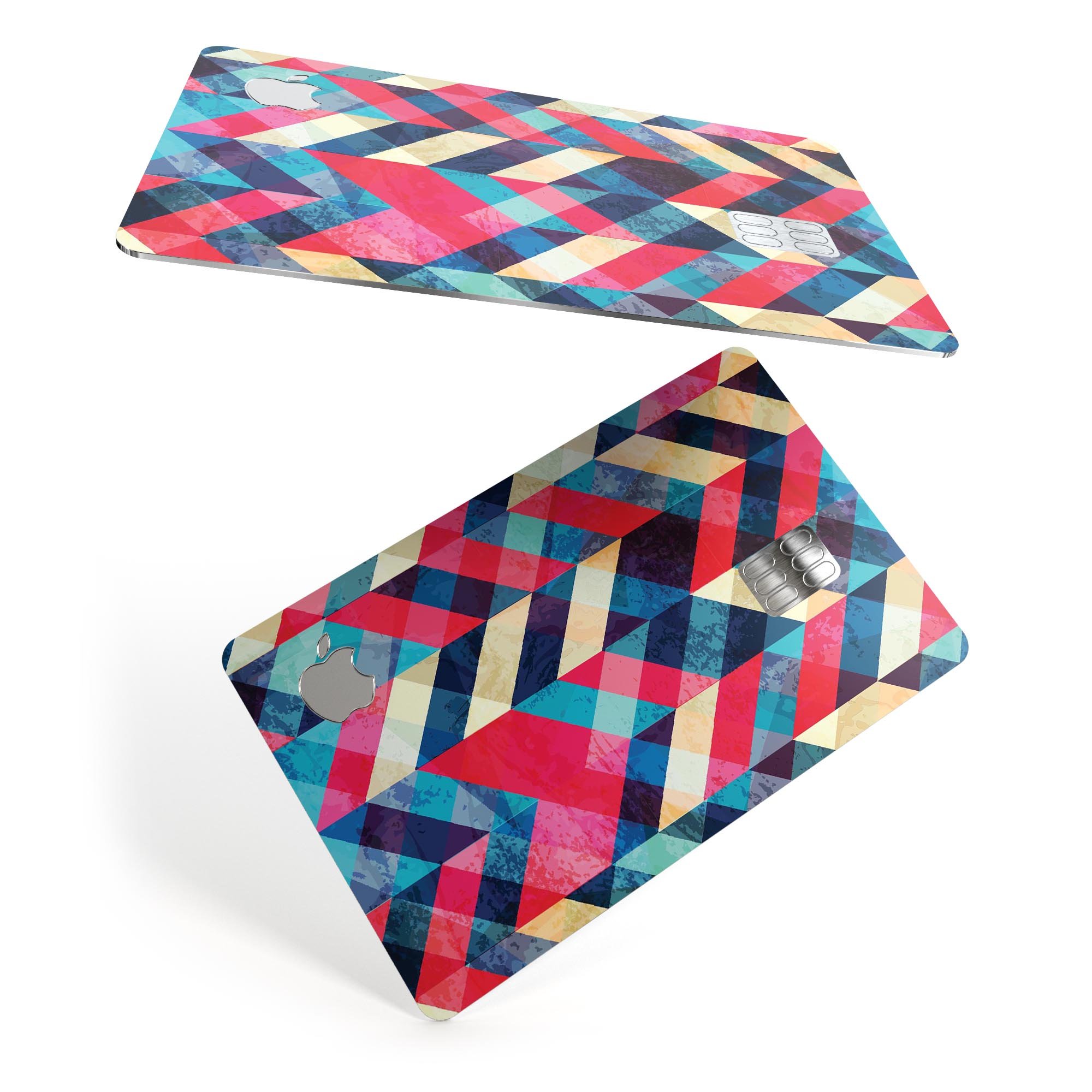 Angled Colored Pattern decal skin for Apple Card, showcasing vibrant colors and a sleek design for protection.