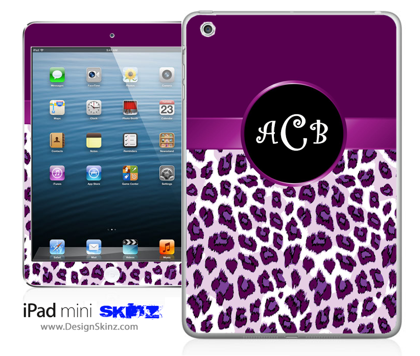 Animal Print Custom Monogram iPad Skin featuring personalized initials and vibrant design.