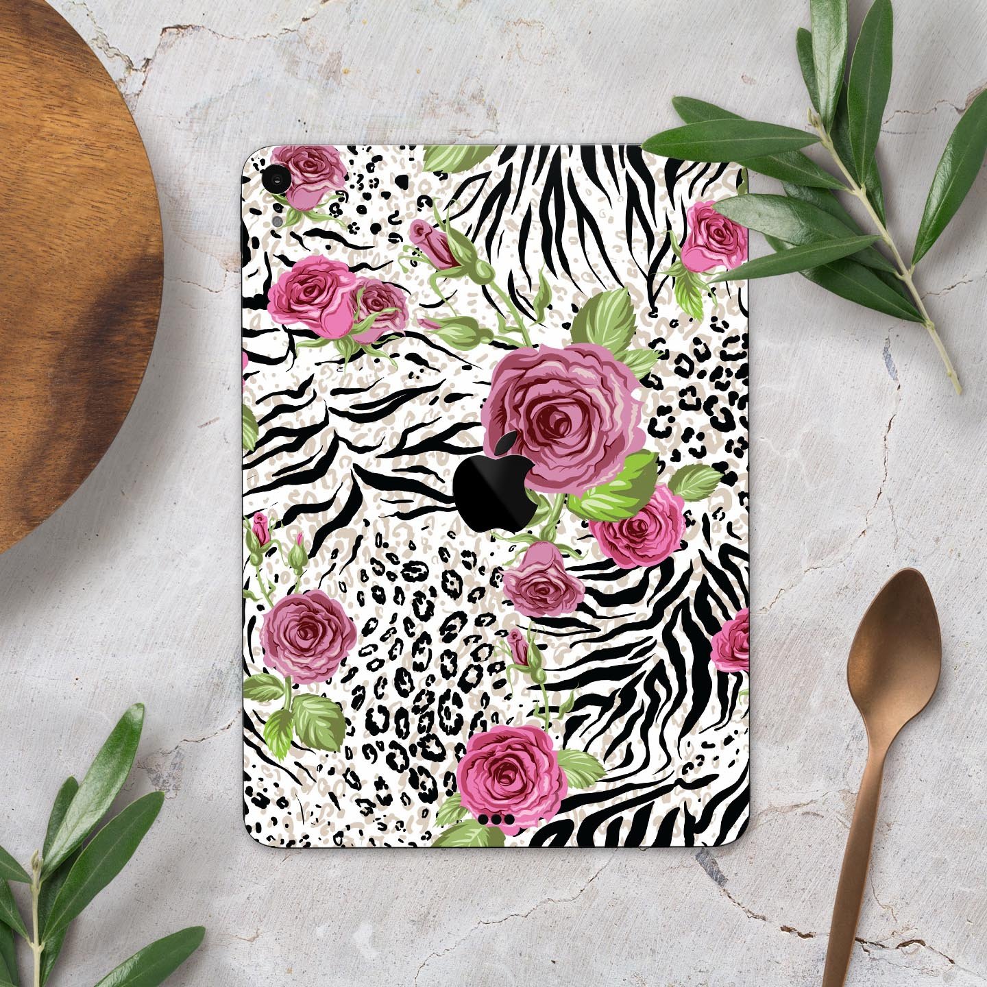 Animal Vibe Floral Full Body Skin Decal for Apple iPad Pro, showcasing vibrant floral design and premium 3M material.