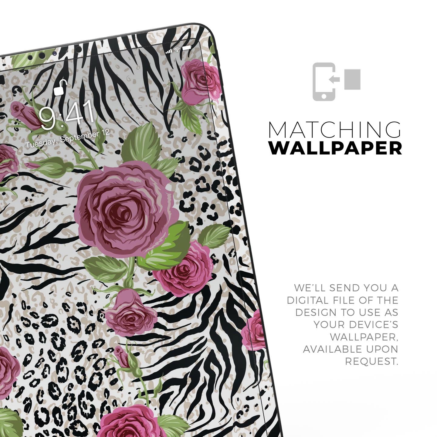 Animal Vibe Floral Full Body Skin Decal for Apple iPad Pro, showcasing vibrant floral design and premium 3M material.