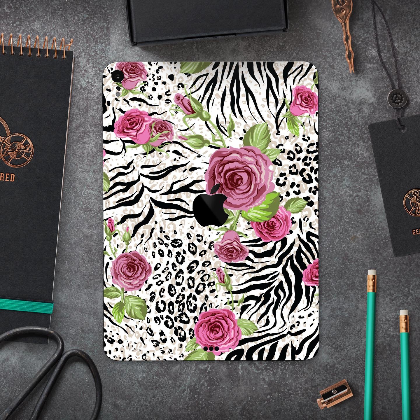 Animal Vibe Floral Full Body Skin Decal for Apple iPad Pro, showcasing vibrant floral design and premium 3M material.