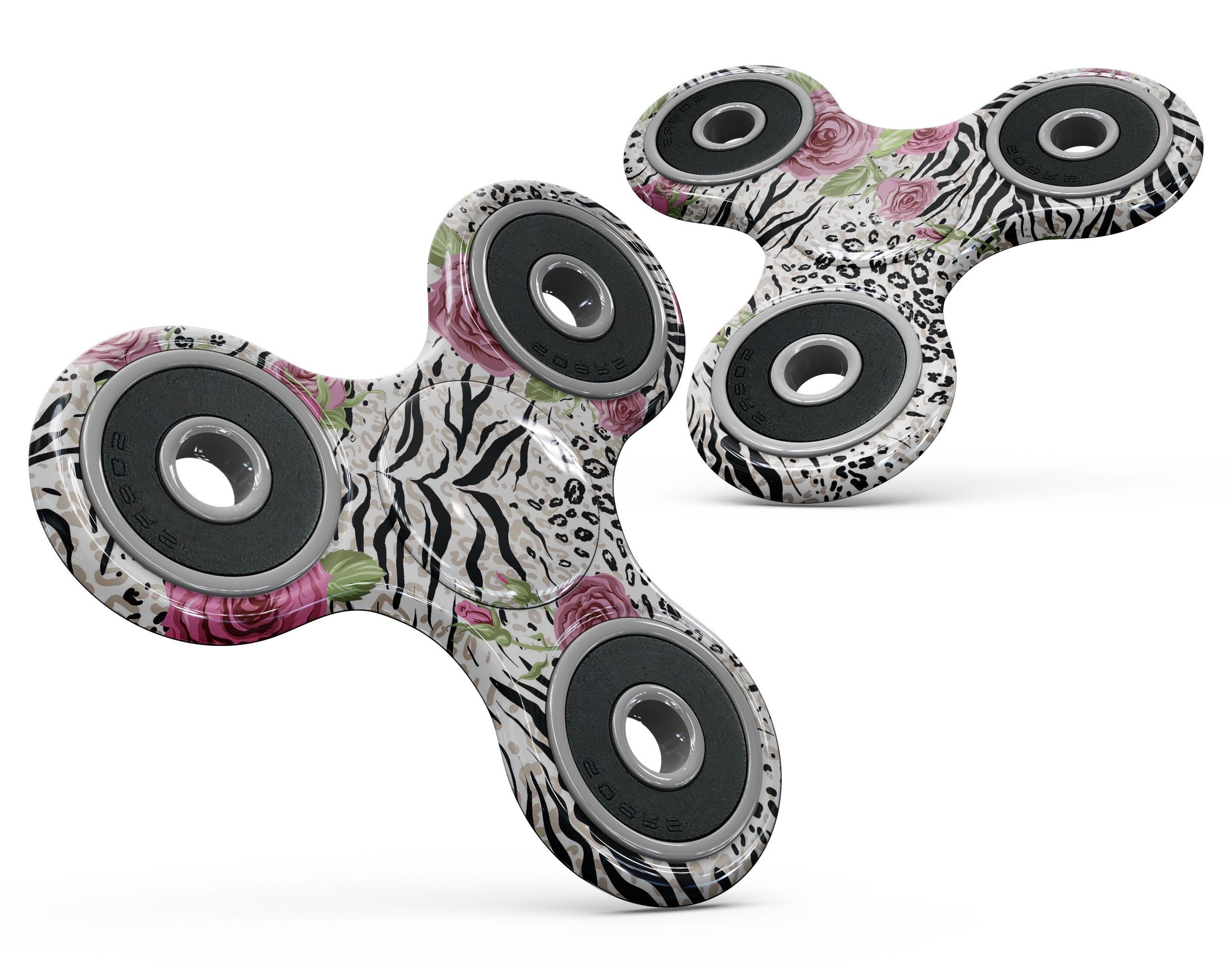 Animal Vibe Floral Full-Body Fidget Spinner Skin-Kit showcasing vibrant floral patterns on premium vinyl.