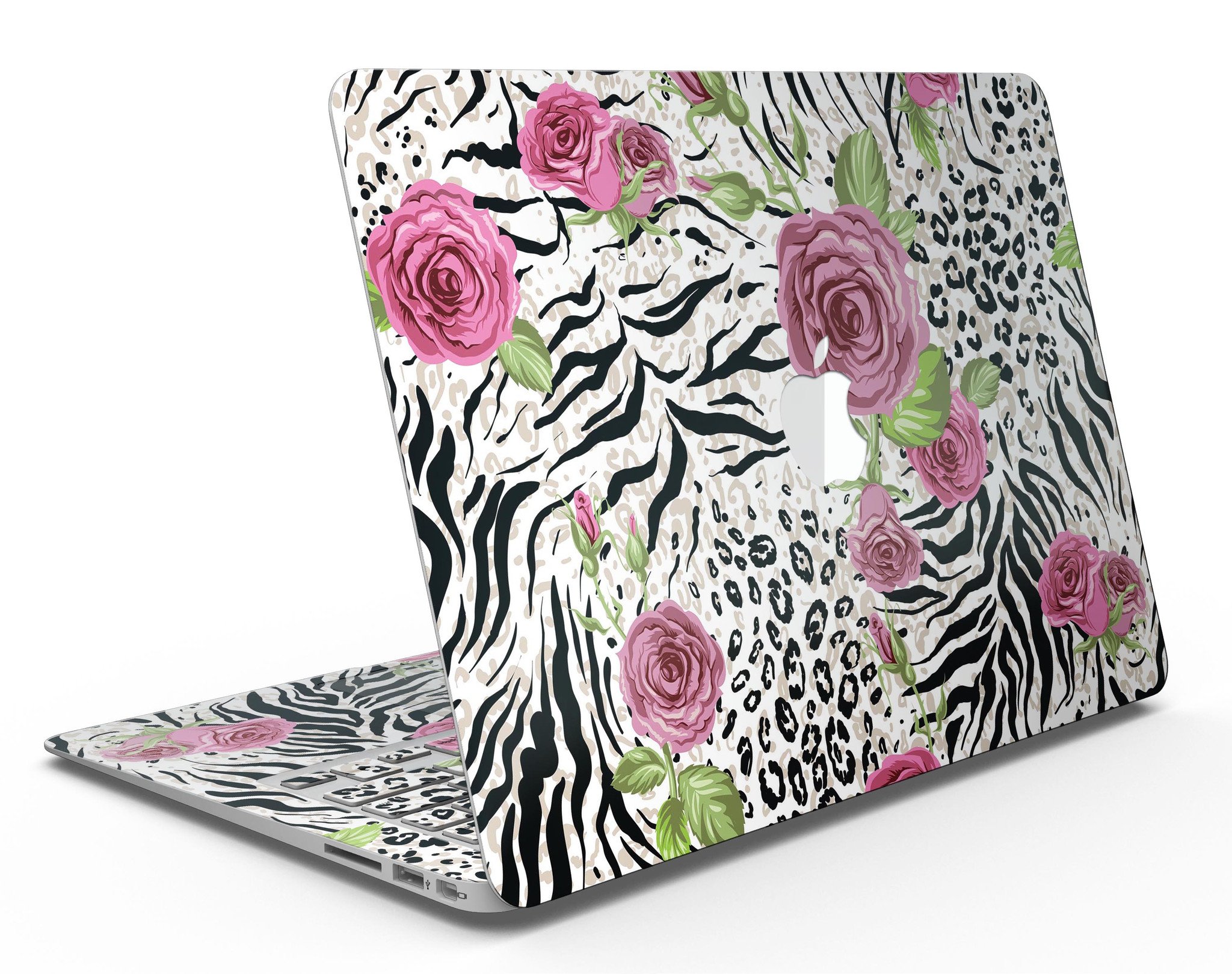 Animal Vibe Floral MacBook Air Skin Kit showcasing vibrant floral design on a sleek MacBook Air.