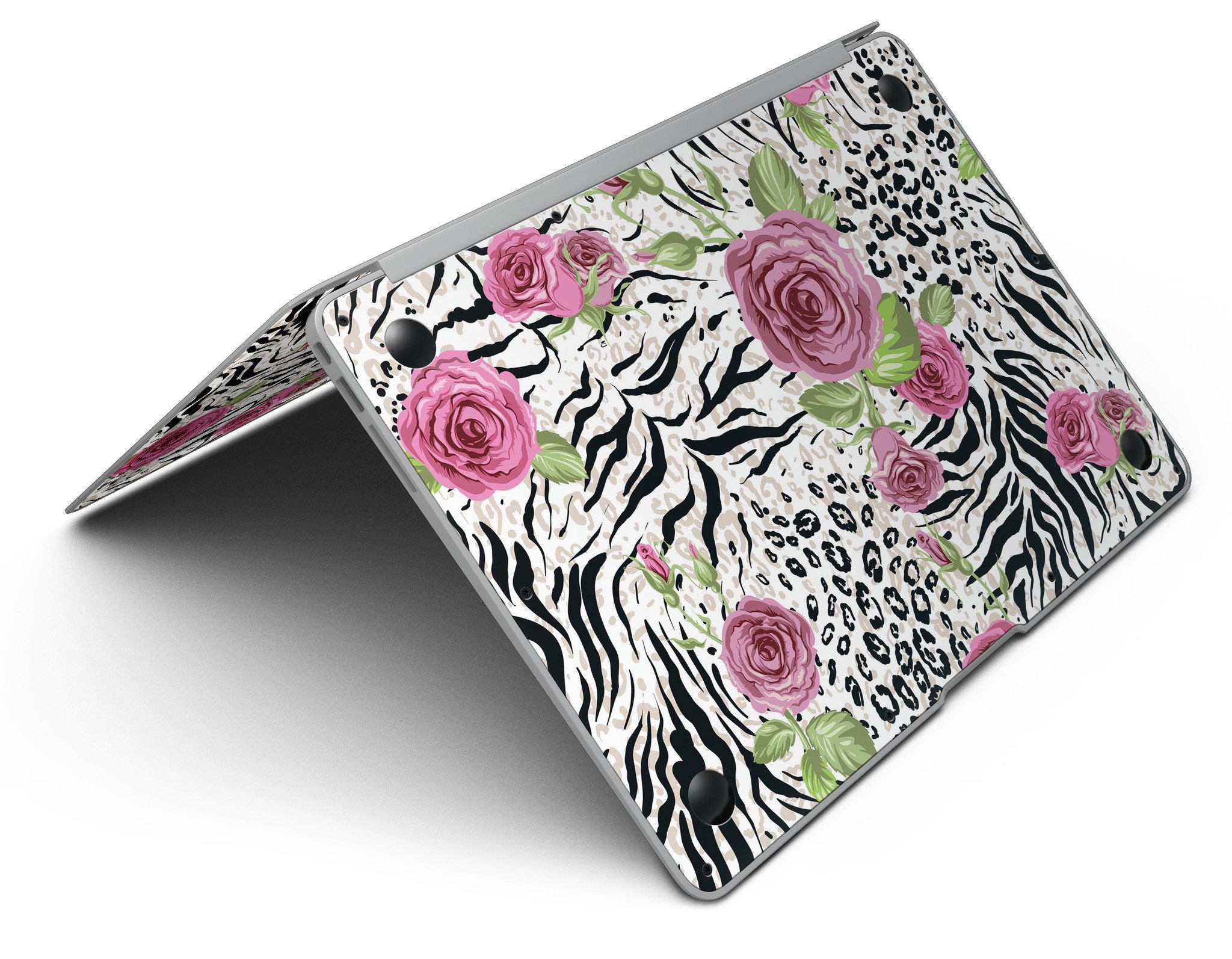 Animal Vibe Floral MacBook Air Skin Kit showcasing vibrant floral design on a sleek MacBook Air.