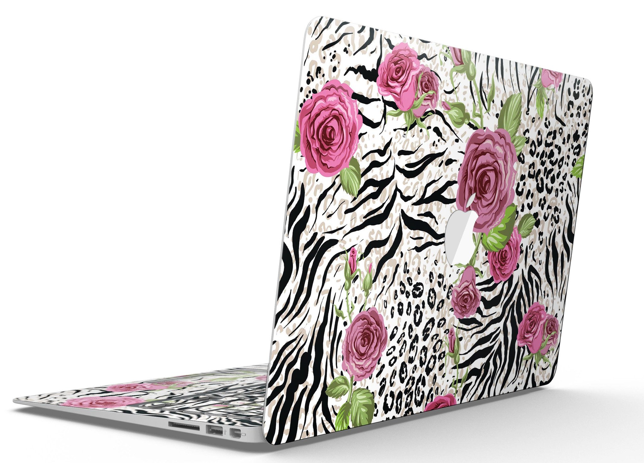 Animal Vibe Floral MacBook Air Skin Kit showcasing vibrant floral design on a sleek MacBook Air.