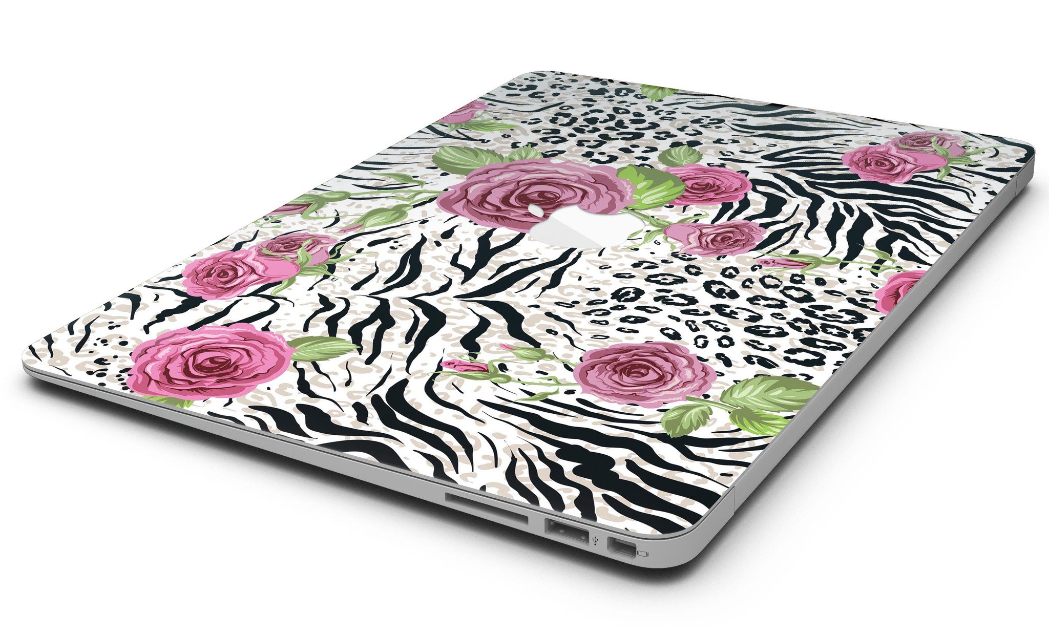 Animal Vibe Floral MacBook Air Skin Kit showcasing vibrant floral design on a sleek MacBook Air.