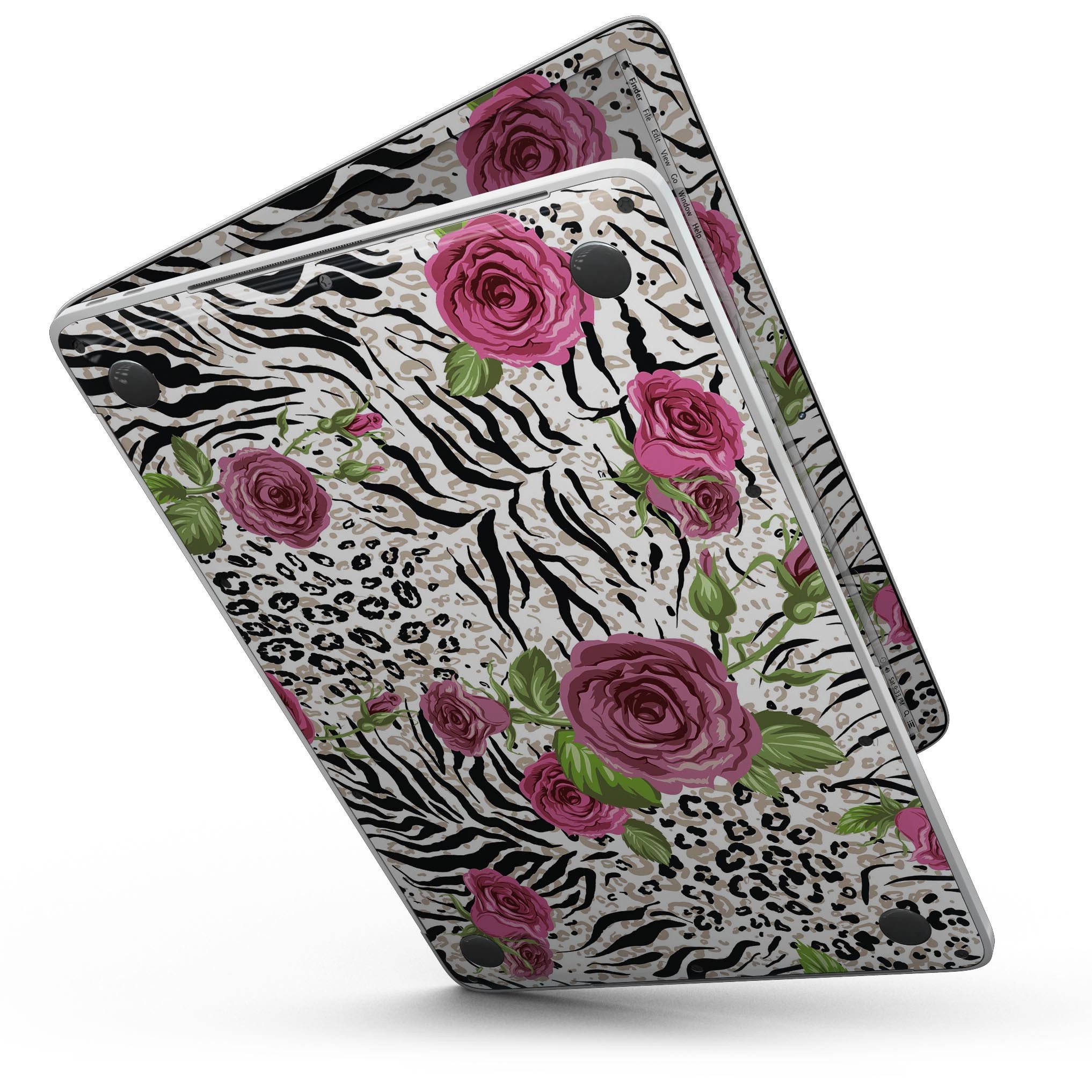 Animal Vibe Floral skin kit for MacBook Pro with Touch Bar, showcasing vibrant floral patterns on premium vinyl.