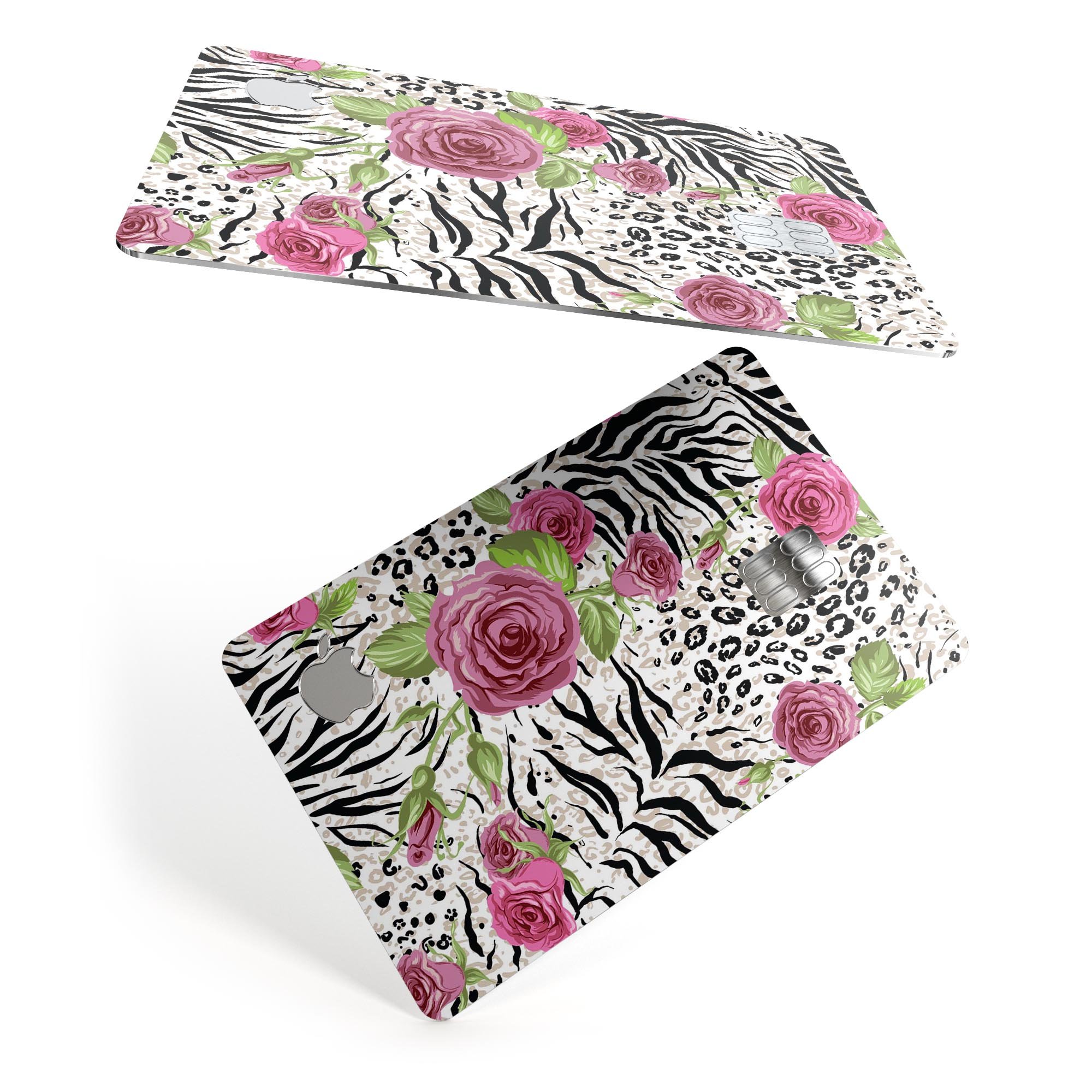 Animal Vibe Floral decal skin for Apple Card, showcasing vibrant floral design and premium vinyl material.