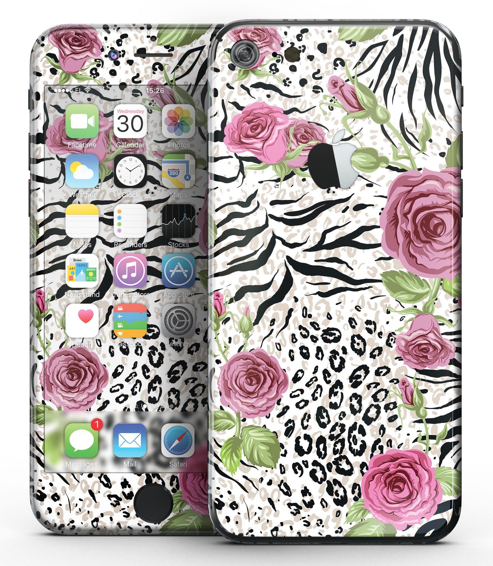 Animal Vibe Floral Sectioned Skin-Kit for iPhone 7 and 7 Plus, showcasing vibrant floral patterns on premium vinyl.