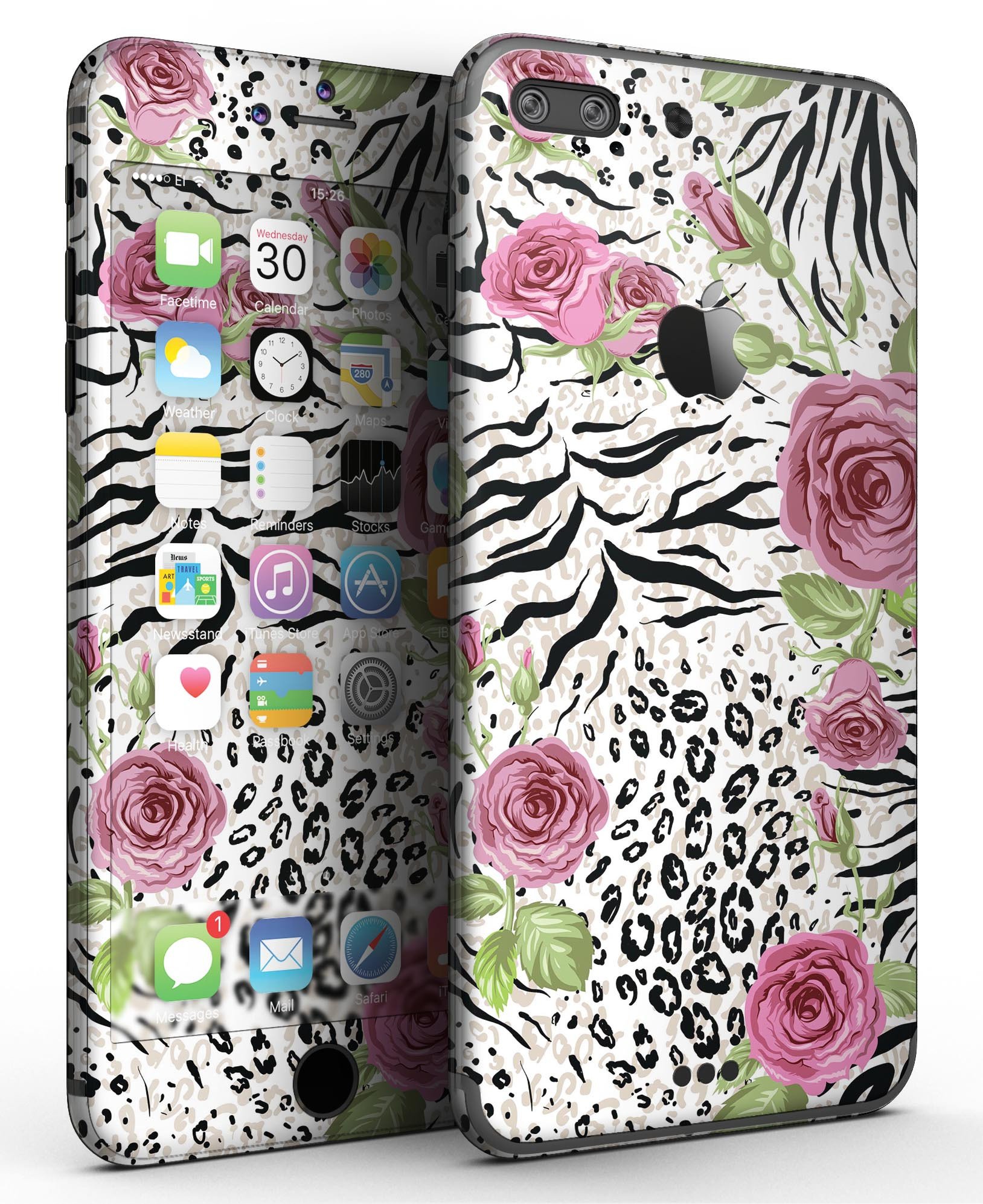 Animal Vibe Floral Sectioned Skin-Kit for iPhone 7 and 7 Plus, showcasing vibrant floral patterns on premium vinyl.