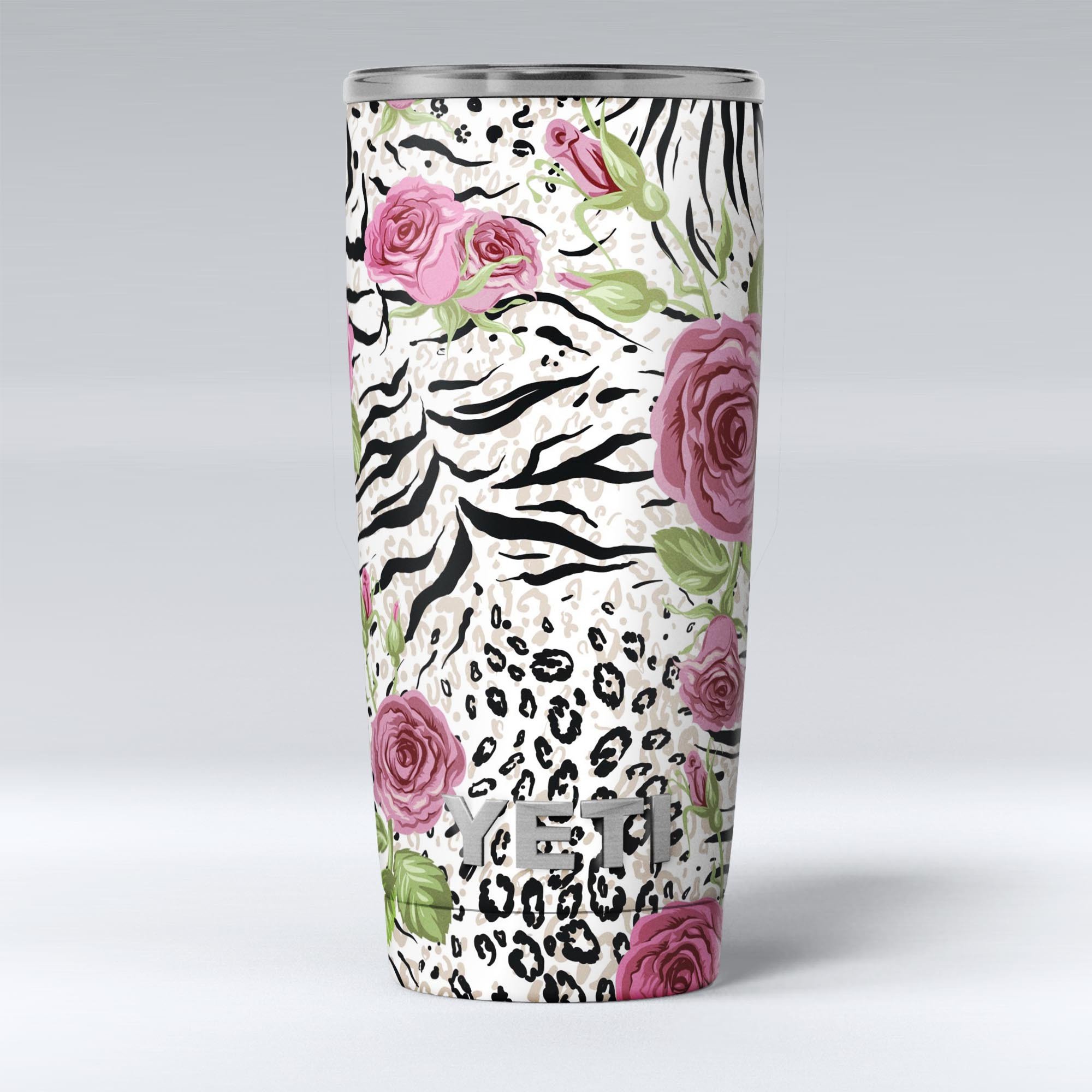 Animal Vibe Floral Skin Decal Vinyl Wrap Kit for Yeti Coolers, showcasing vibrant floral design and premium vinyl material.