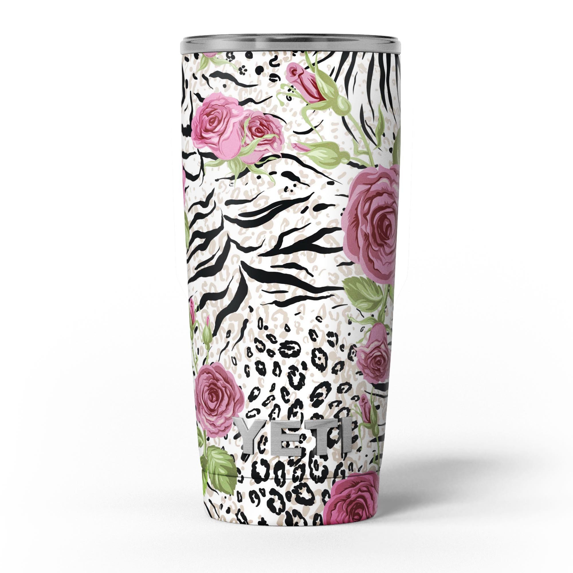 Animal Vibe Floral Skin Decal Vinyl Wrap Kit for Yeti Coolers, showcasing vibrant floral design and premium vinyl material.