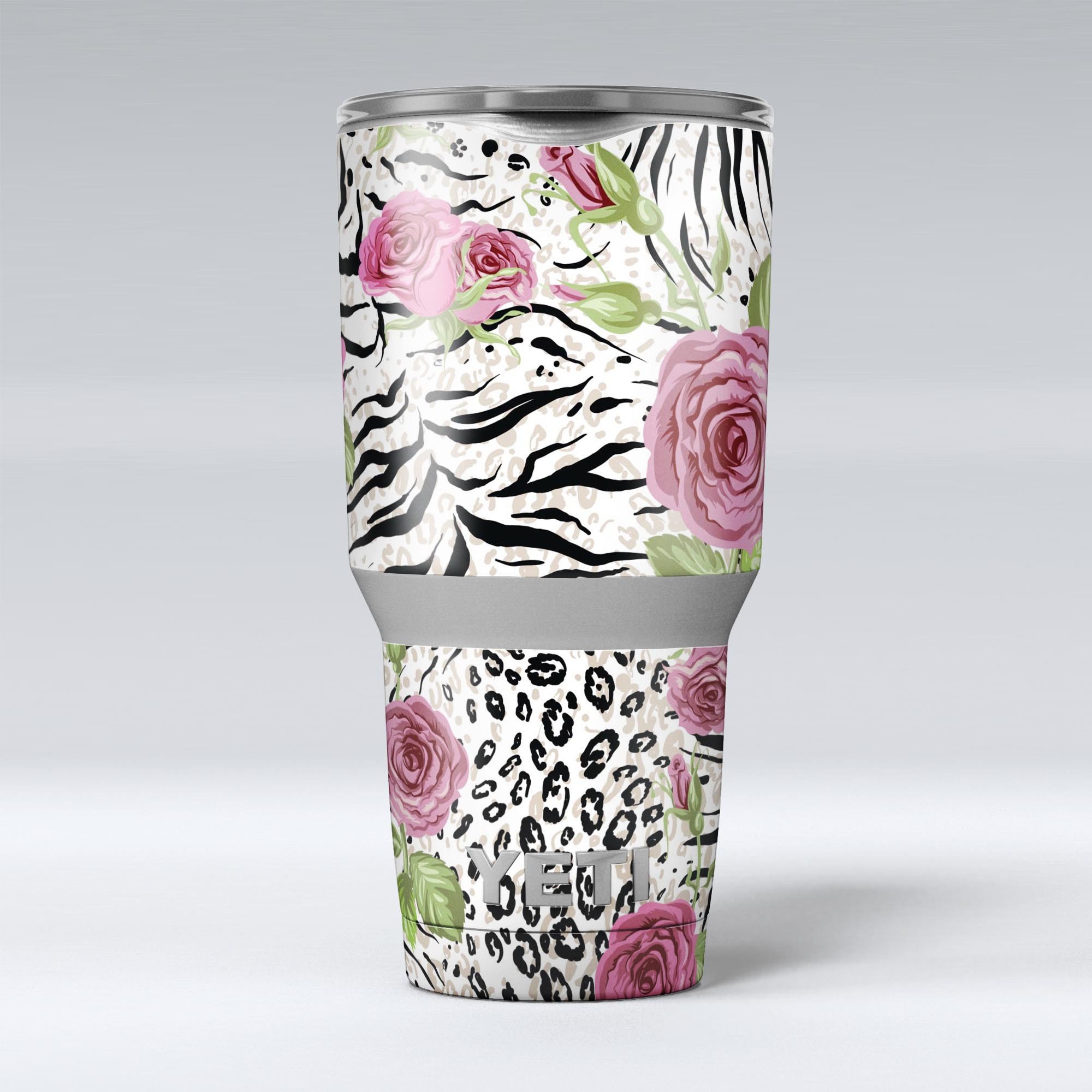 Animal Vibe Floral Skin Decal Vinyl Wrap Kit for Yeti Coolers, showcasing vibrant floral design and premium vinyl material.