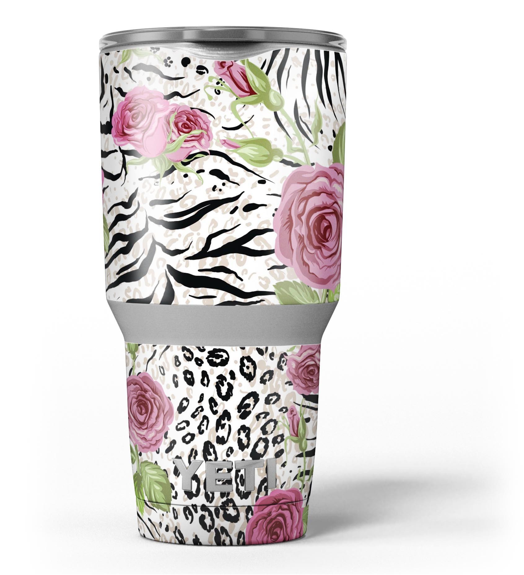 Animal Vibe Floral Skin Decal Vinyl Wrap Kit for Yeti Coolers, showcasing vibrant floral design and premium vinyl material.