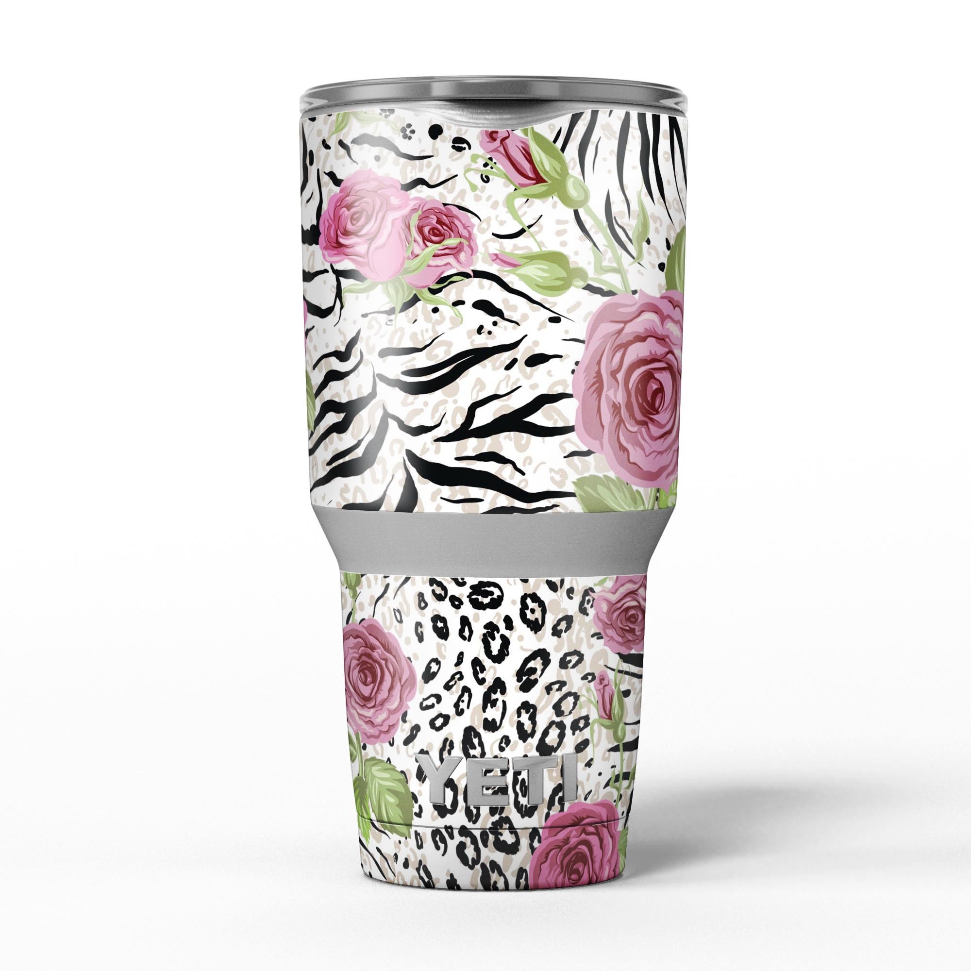 Animal Vibe Floral Skin Decal Vinyl Wrap Kit for Yeti Coolers, showcasing vibrant floral design and premium vinyl material.