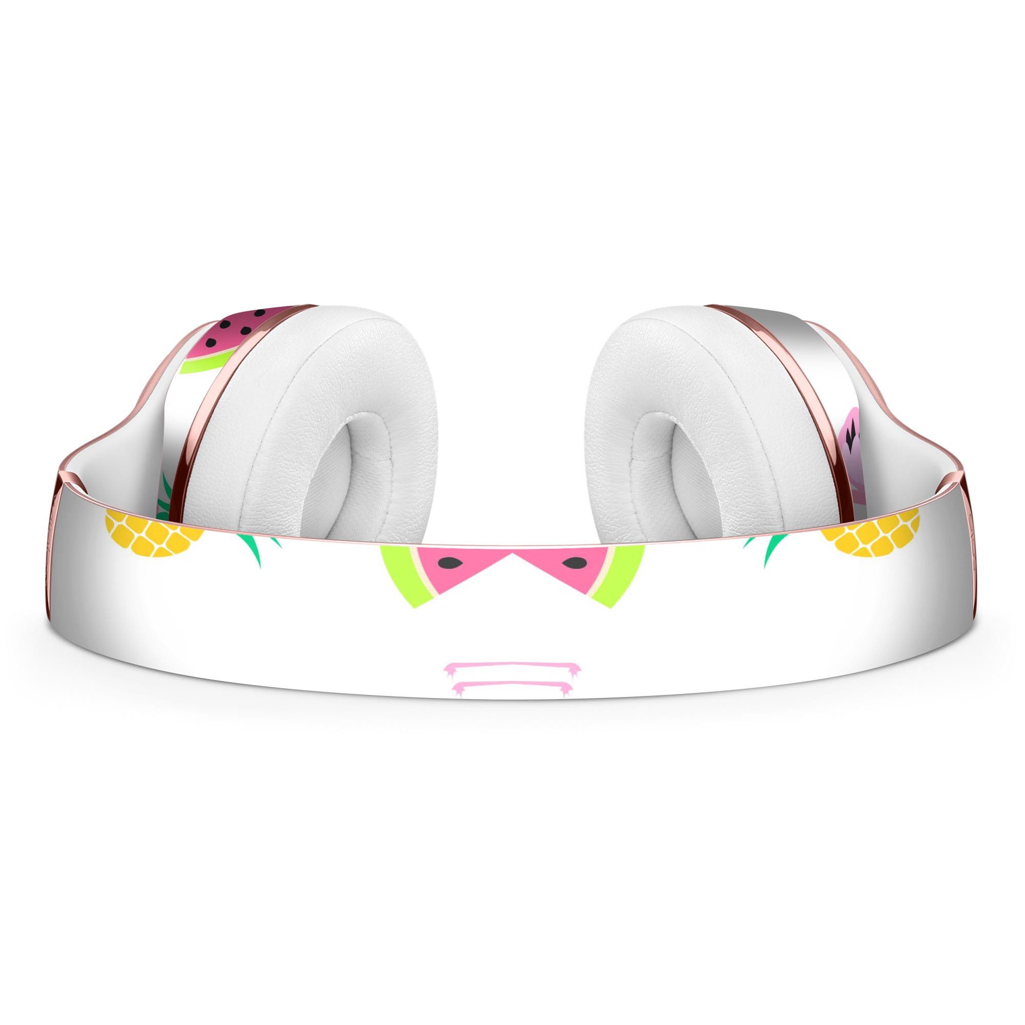 Animated Flamingos and Fruit Full-Body Skin Kit for Beats by Dre Solo 3 Wireless Headphones, showcasing vibrant colors and unique design.