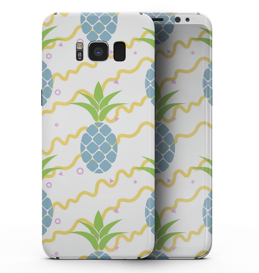 Samsung Galaxy S8 with Animated Retro Pineapples full-body skin, showcasing vibrant colors and unique design.