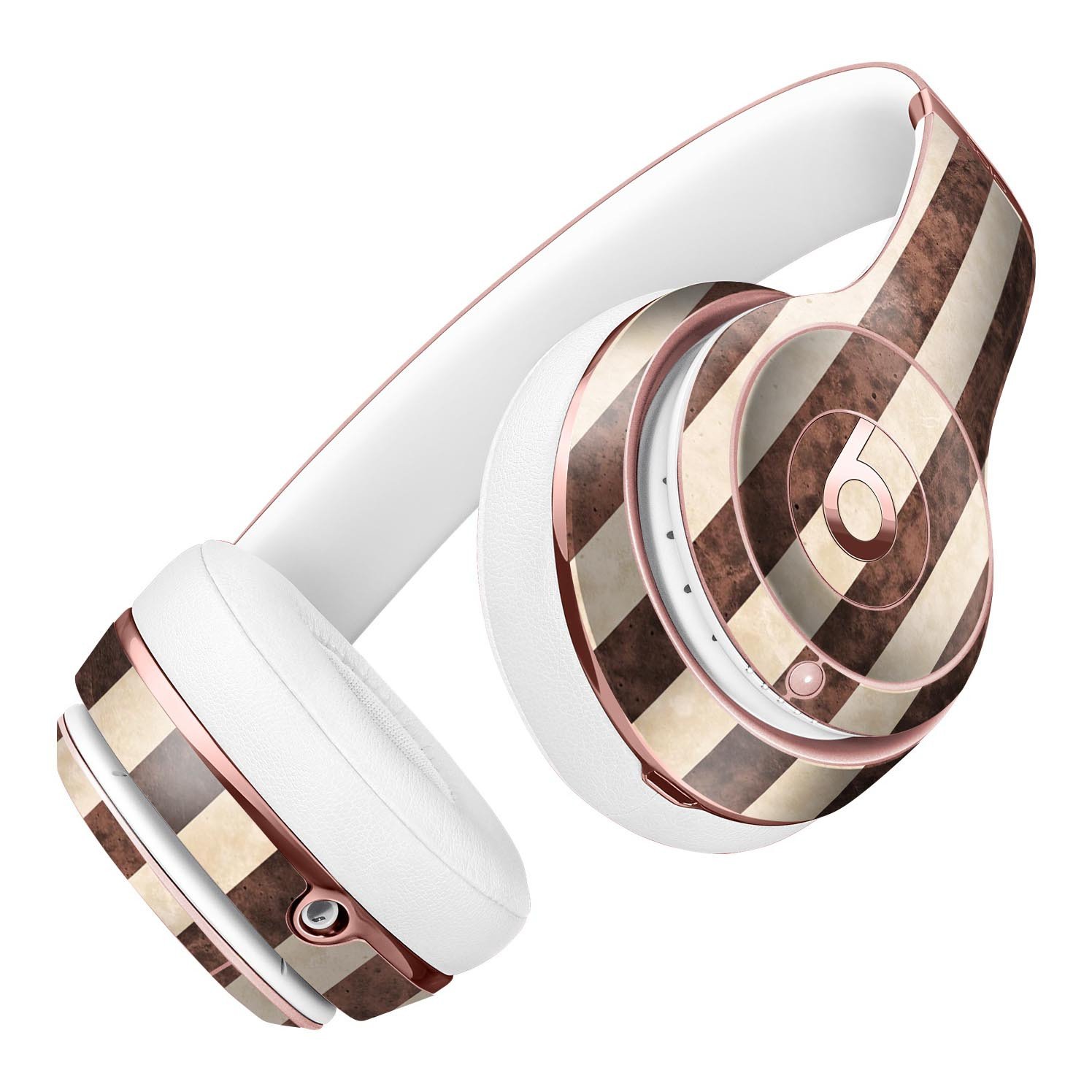 Antique Cocoa and Tan Vertical Stripes Skin Kit for Beats by Dre Solo 3 Wireless Headphones, showcasing a stylish design and premium quality.